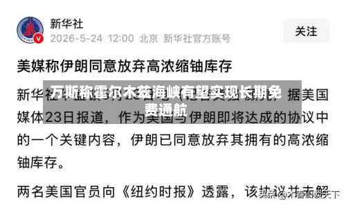 万斯称霍尔木兹海峡有望实现长期免费通航